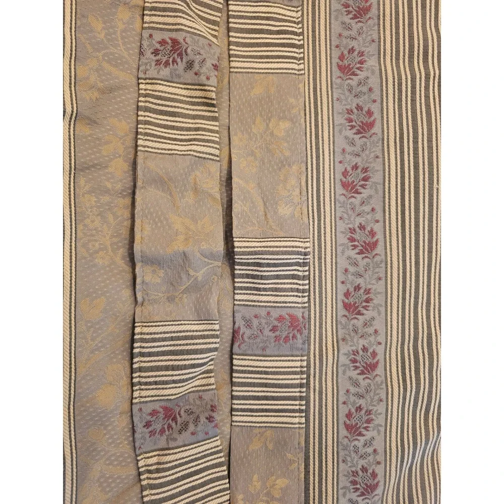 Vintage 90s Wamsutta Lined WindowCurtain Panel 80x84 Floral Damask Striped Taupe